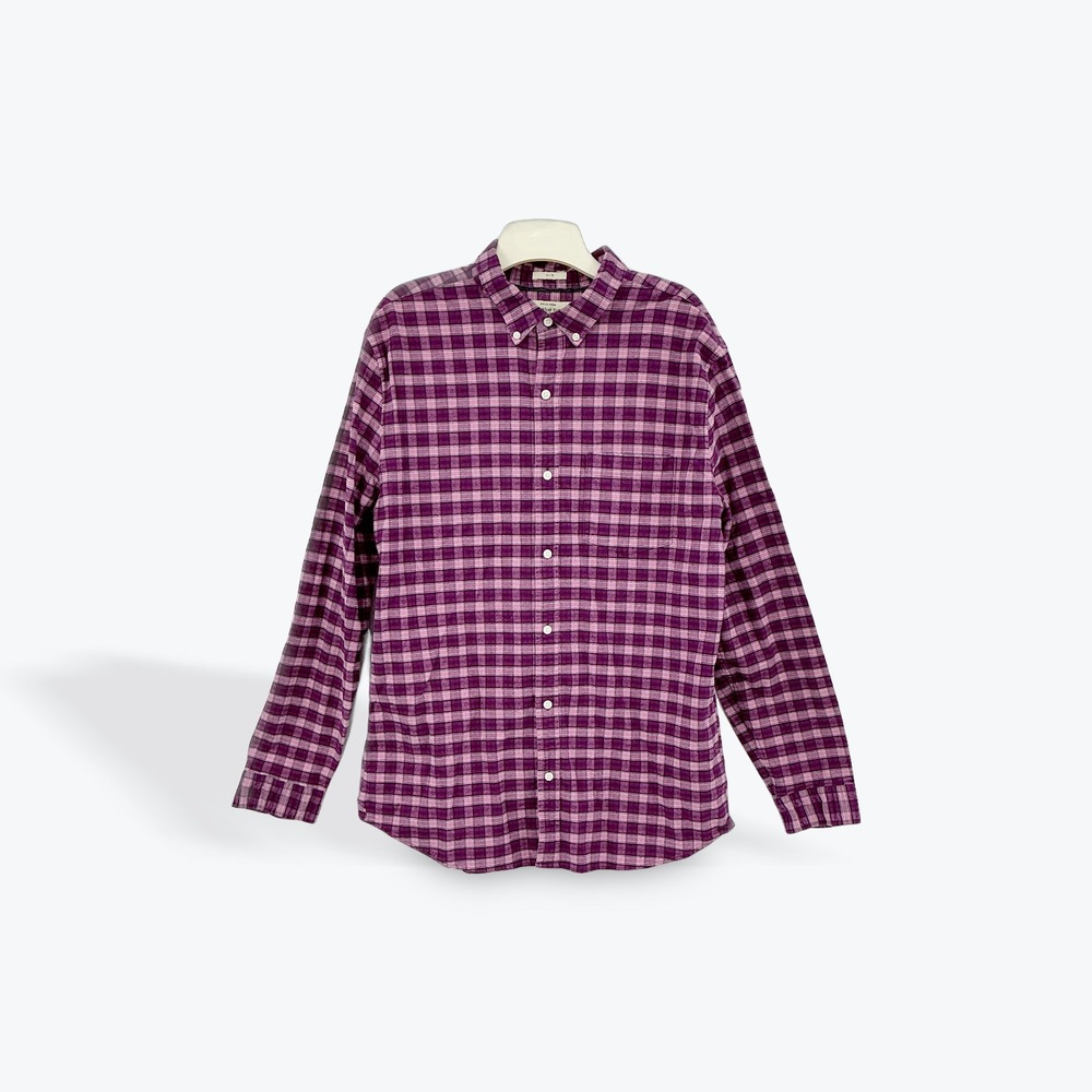 Hawker Rye Mens Slim Fit Stretch Button Down Shirt Purple Pink Plaid Long Sleeve